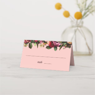 Cartão De Mesa Romântico crisântemo em cor-de-rosa