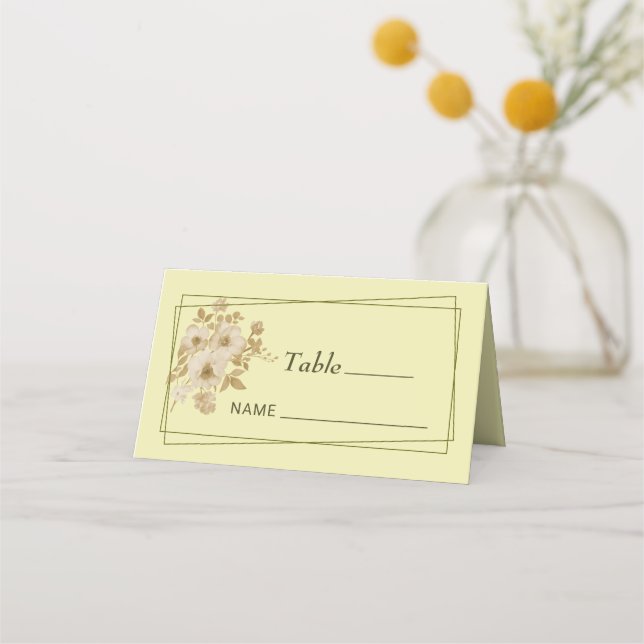 Cartão De Mesa Rosa - Casamento Amarelo Celestial (Frente)