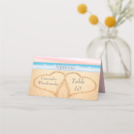 Cartão De Mesa Rosa Chic Rosa Roxo Casamento na Praia 2 Coração A