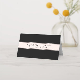 Cartão De Mesa Rosa claro Blush Stripe e Texto Editável Elegante