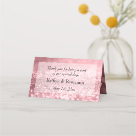 Cartão De Mesa Rosa Dourado Glitter Bokeh e Typografia v2