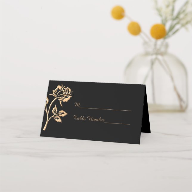 Cartão De Mesa Rosa Dourado simples (Frente)