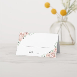 Cartão De Mesa Rosa Empoeirada Floral Aquarela Casamento Elegante