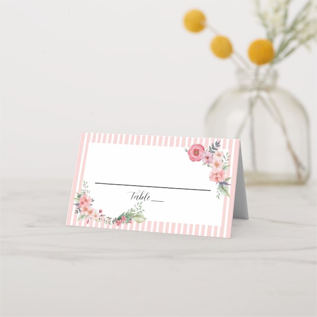 Cartão De Mesa Rosa Pastel Floral (Frente)