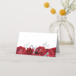 Cartão De Mesa Rosa Vermelha & Bodas de Prata & Noiva