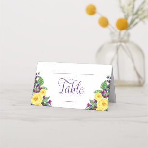 Cartão De Mesa Rosas Amarelas   Casamento Floral Violets Boho