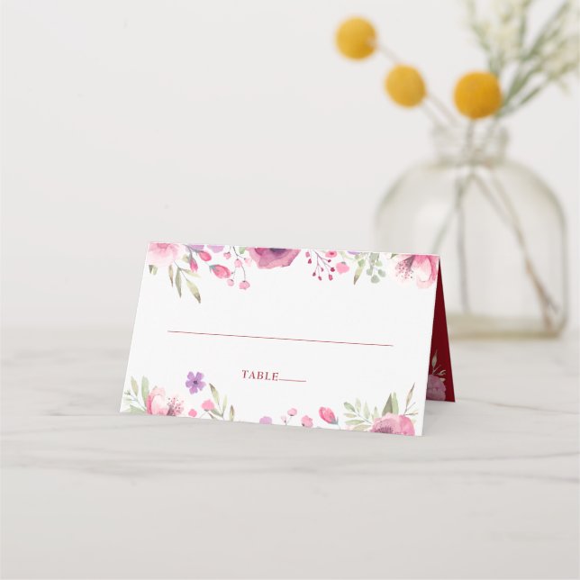 Cartão De Mesa rosas de Aquarela de 40 anos (Frente)