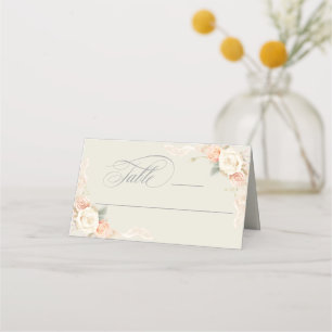 Cartão De Mesa Rosas e Casamento Floral de rendas