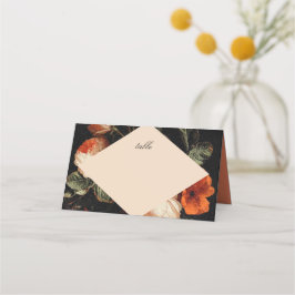 Cartão De Mesa Rosas Florais Românticos Escuros Casamento Holandê