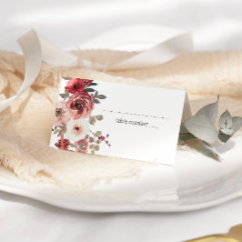 Cartão De Mesa Rosas Florais Vermelho Rubor Casamento