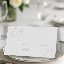 Cartão De Mesa Rosas Marfim Relevo Falso Casamento Formal Clássic