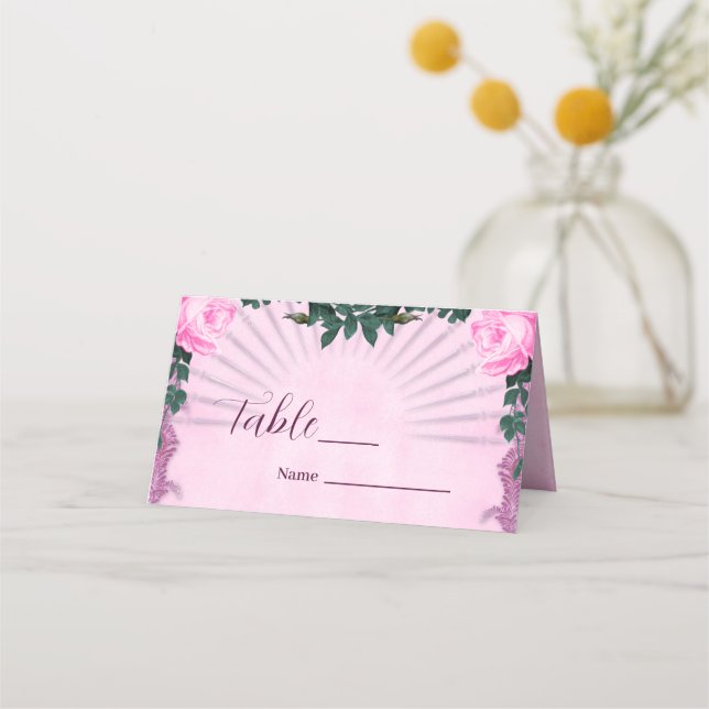 Cartão De Mesa Rosas rosa maravilhosas (Frente)