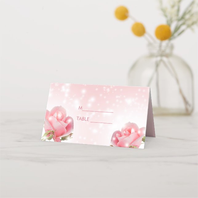 Cartão De Mesa Rosas Sparkles (Frente)