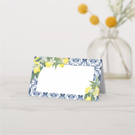 Cartão De Mesa Rótulo de comida em branco limão mediterrâneo ou