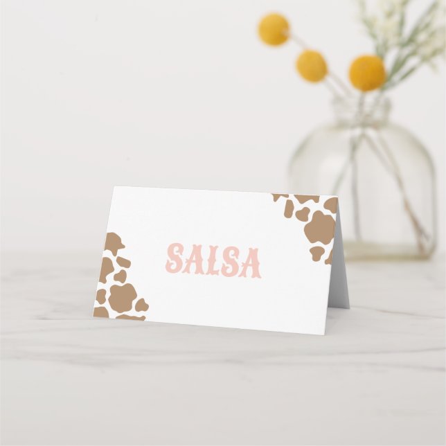 Cartão De Mesa Rótulos de Comida de Aniversário da Cowgirl Rodeo (Frente)