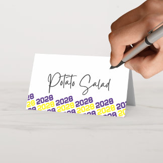 Cartão De Mesa Roxo & Amarelo Ano de Turma Graduada Dobrável Comi