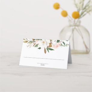 Cartão De Mesa Roxo branco verde magnólia floral