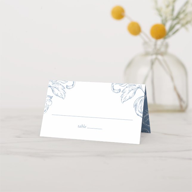 Cartão De Mesa RSVP de Casamento Azul Vintage Rococó (Frente)