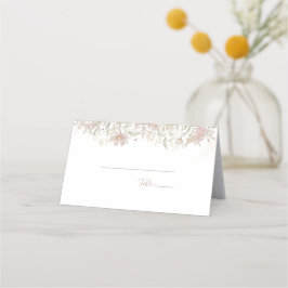 Cartão De Mesa Rubor e Primavera de Casamento com Flores Silvestr