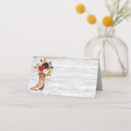 Cartão De Mesa Rustic Boho Country Western Marsala Burgundy Boot