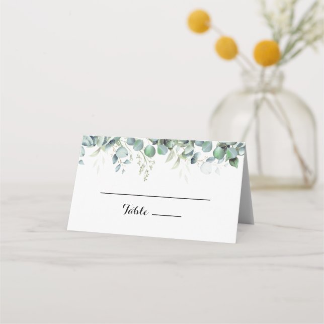 Cartão De Mesa Rustic Botanical Eucalyptus Greenery Wedding (Frente)
