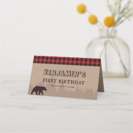 Cartão De Mesa Rustic Buffalo Xadrez Lumberjack Birthday
