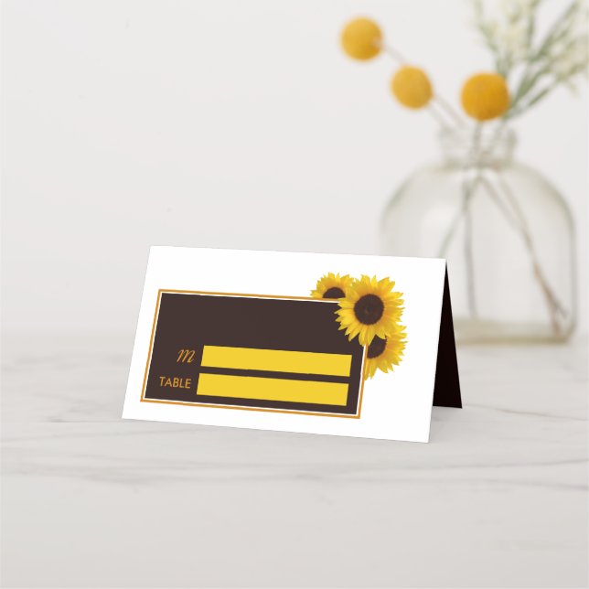 Cartão De Mesa Rustic Country Sunflower - Casamento Floral (Frente)
