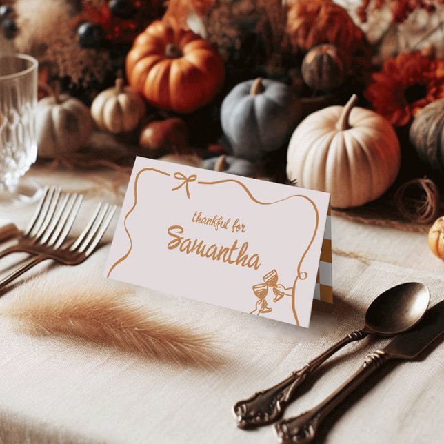 Cartão De Mesa Rustic Fall Friendsgiving Dinner Table Place Cards (Criador carregado)