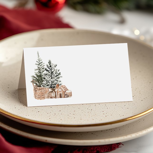 Cartão De Mesa Rustic Minimalist Christmas Trees (Criador carregado)