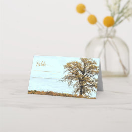 Cartão De Mesa Rustic Oak Tree Autumn Wedding