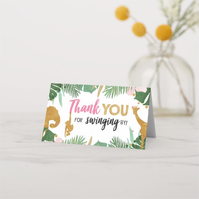 Cartão De Mesa Safari Animais Tratam a Bag Topper Goodie Dourada (Frente)