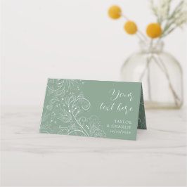 Cartão De Mesa Sage Green Elegant Floral Wedding