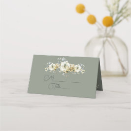 Cartão De Mesa Sage Green Floral Wedding Place Card