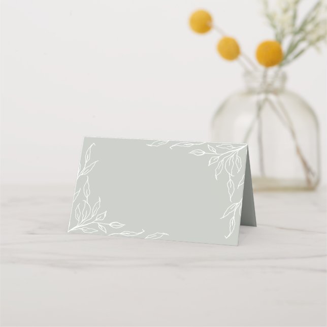 Cartão De Mesa Sage Green Leaf Motif Ação de Graças Dobrada (Frente)