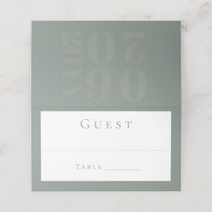 Cartão De Mesa Sage Green Minimalist Bold Type Wedding