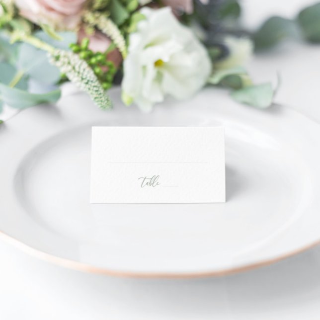 Cartão De Mesa Sage Green Modern Elegant Weding Place Card (Criador carregado)
