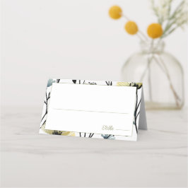 Cartão De Mesa Sage Green & Soft Yellow Botanical Wedding