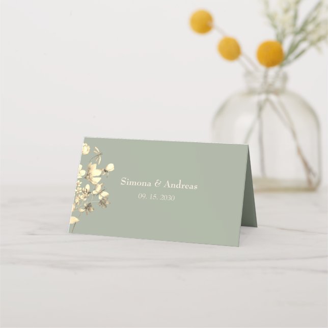 Cartão De Mesa Sage Green Wildflower Place Card (Verso)