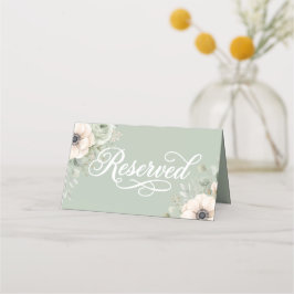 Cartão De Mesa Sage Verde Floral Anemone Reserva de Casamento