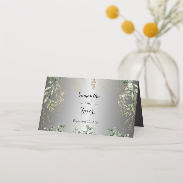 Cartão De Mesa Sangue Cerejado: Acentos de Prata e Anéis Dourados (Verso)