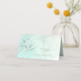 Cartão De Mesa Sea Foam Beach Wedding Starfish ID837