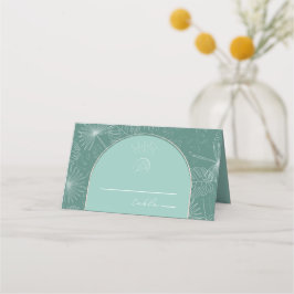 Cartão De Mesa Sea Snail Aqua Beach Weding Place Card