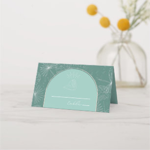 Cartão De Mesa Seashell Aqua Beach Wedding