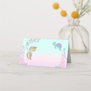 Cartão De Mesa Sereid Place Card Mermaid Table Number Rosa Dourad