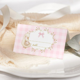 Cartão De Mesa Silly Goose Pink Gingham baby shower