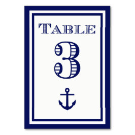 Cartão de Mesa Simples Âncora Moldura Azul Marinho