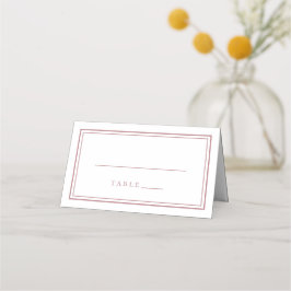 Cartão De Mesa Simples Casamento Mínimo Moderno Rosa Branco