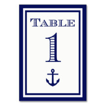 Cartão de Mesa Simples com Âncora em Azul Marinho 