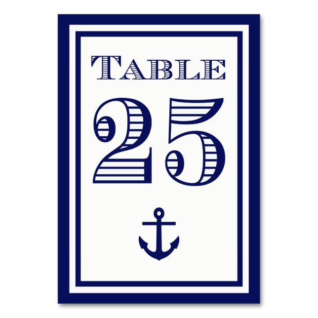 Cartão de Mesa Simples com Moldura Azul Marinho Ân (Frente)