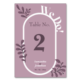 Cartão de Mesa Simples de Casamento Rosa-Cóco